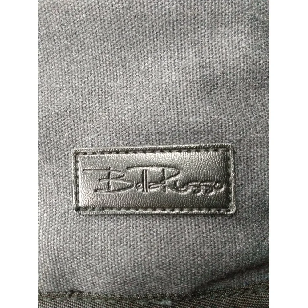 Bella Russo Gray Canvas Laptop Shoulder Bag Messenger Organizer New 15